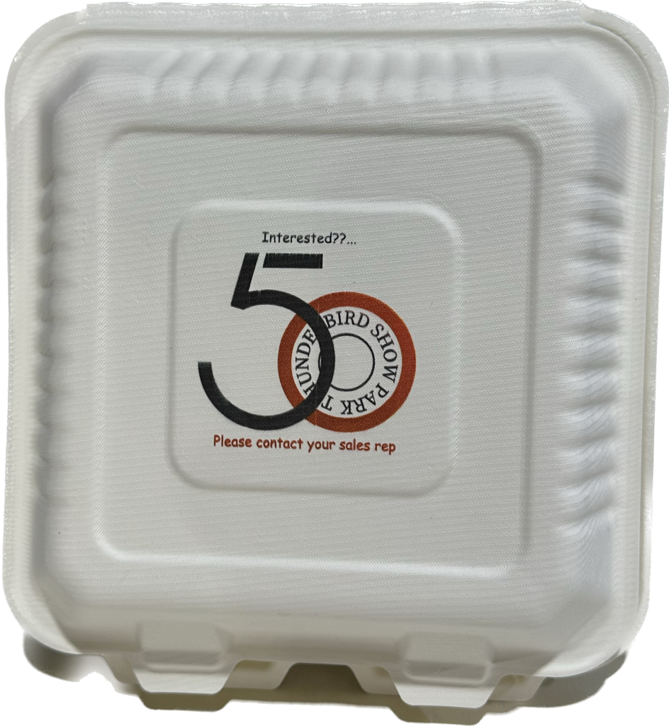 Bagasse Clamshell Container PRINTED DRINKWARE CO.